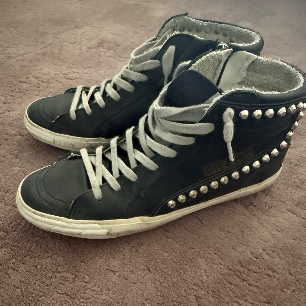 Golden Goose Slide High Top Studded Sneakers. Size 40